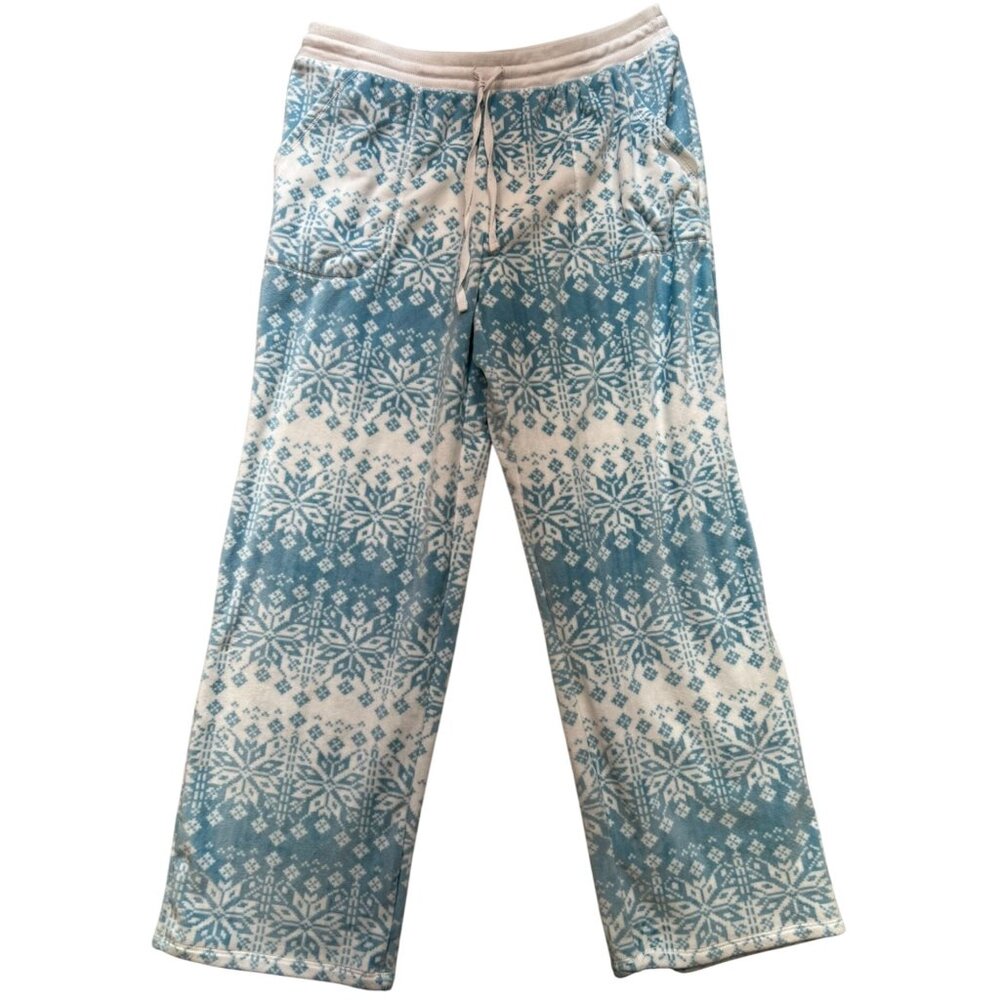 Croft & Barrow Womens Intimates Snowflake Fair Isle Pajama Pants Sz M Blue White